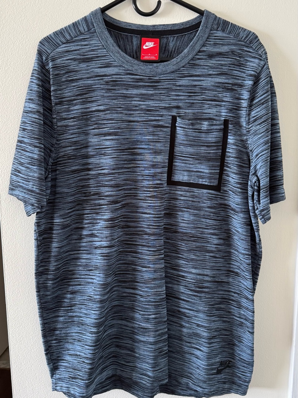 Nike Men’s Tech Knit Heathered Blue Short-Sleeve Pocket Tee